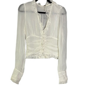 NWT Free People Elegant White Ruffled Women's Blouse Top
